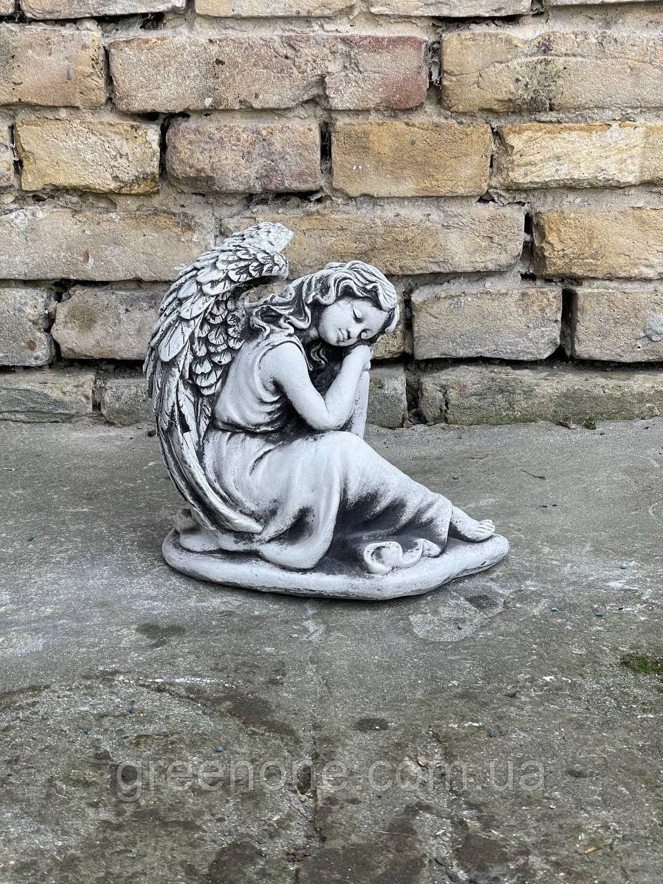 Фігура Ангел з крилами, сумуючий Ангел, Ангел з арт-бетону на могилу 25 см, фото 1