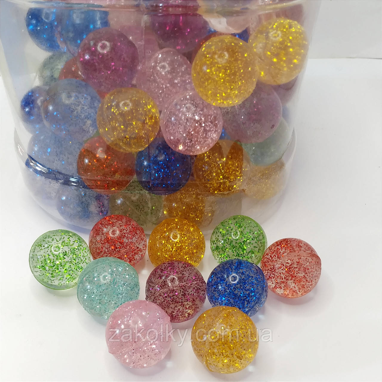 М'ячик-стрибун "Прозорий із блискітками" 2 см.