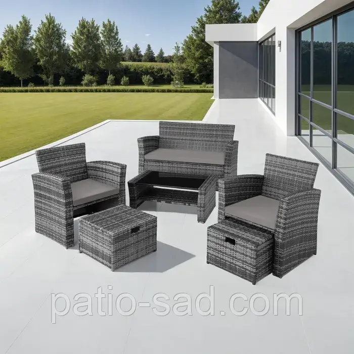 Комплект меблів із ротанга Modena сірого кольору, фото 1