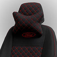 Чехлы на сиденье Шевроле Такума (Chevrolet Tacuma) автоткань ромбами красная строчка