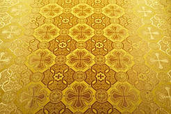 Шовкова церковна тканини Канон жовтий з золомтом