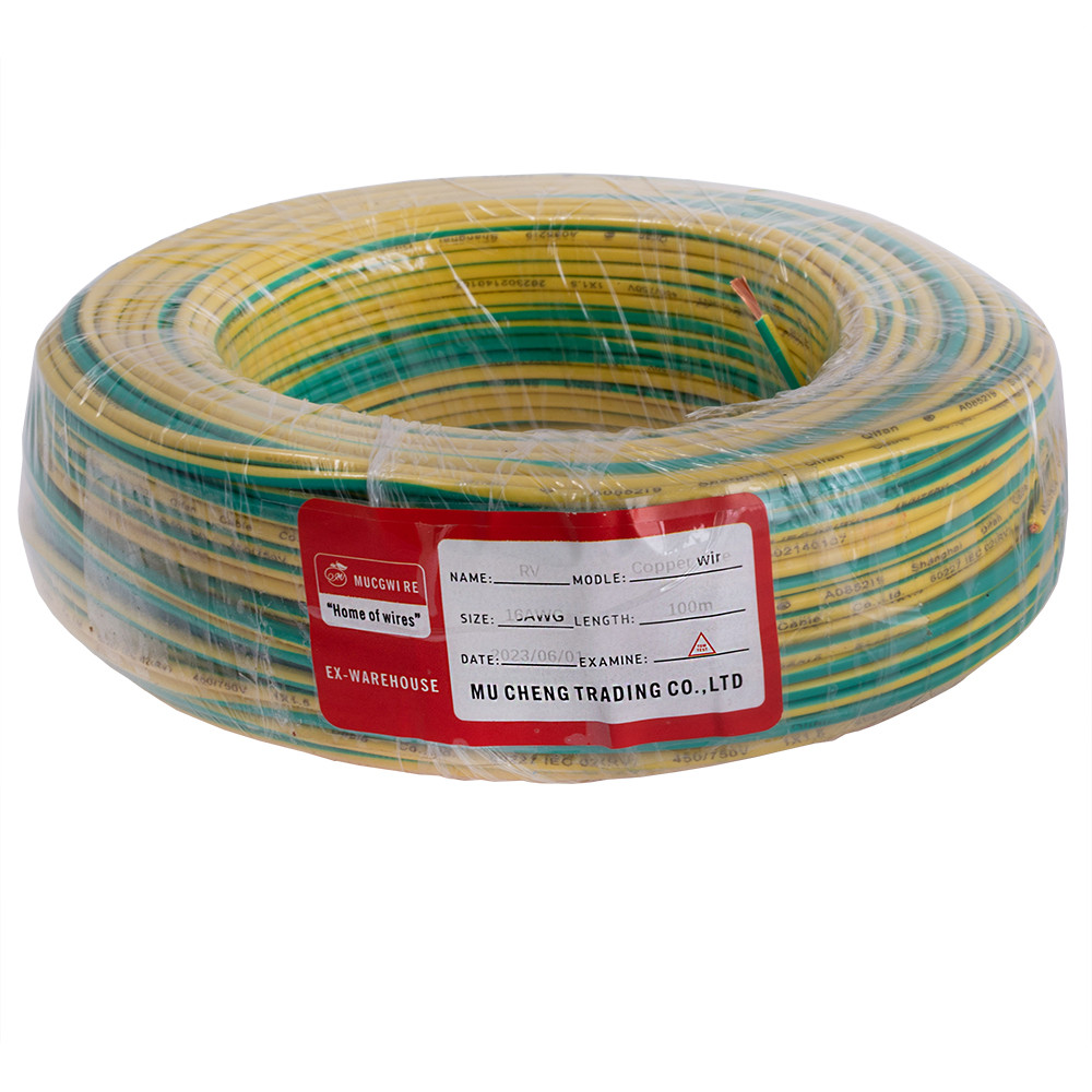 Дріт багатожильний 1.5mm2 (16AWG/48xD0.20 мм, мідь, PVC), жовто-зелений, 1 м