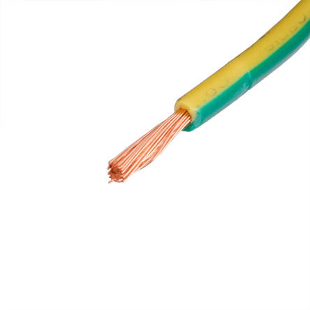 Дріт багатожильний 1.5mm2 (16AWG/48xD0.20 мм, мідь, PVC), жовто-зелений, 1 м, фото 2