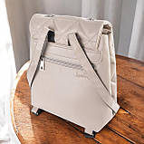 Жіночий рюкзак бежевий гарний рюкзачок для міста з екошкіри, фото 5
