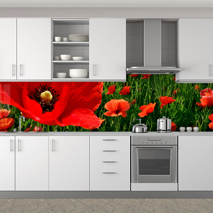 Фото панель універсальна ПЕТ, Самофіксована, 62 х 205 см (товщіна 1.2 мм), маки червоні в полі, фото 1