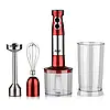 Потужний кухонний блендер 3 в 1 RAF R.296 Червоний Ручний блендер-міксріб подрібнювач на 1000 Вт, фото 4