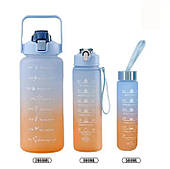 Набір спортивних пляшок-поїлок для води 300, 900, 2000 мл, 3 в 1 з мотивувальними написами