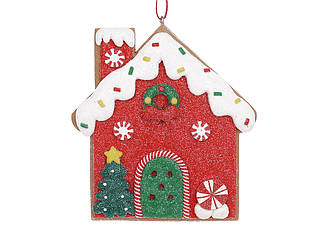 Ялинкова іграшка Пряниковий будиночок з гліттером 11 см