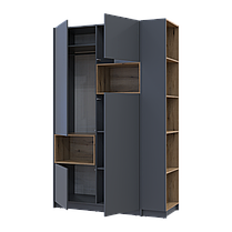 Комплект меблів у вітальню, шафа Дейл стінка Нота полиці Філ, Графіт / Дбу Євок, фото 3