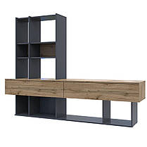 Комплект меблів у вітальню, шафа Дейл стінка Нота полиці Філ, Графіт / Дбу Євок, фото 4