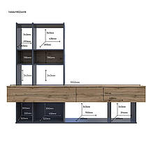 Комплект меблів у вітальню, шафа Дейл стінка Нота полиці Філ, Графіт / Дбу Євок, фото 5