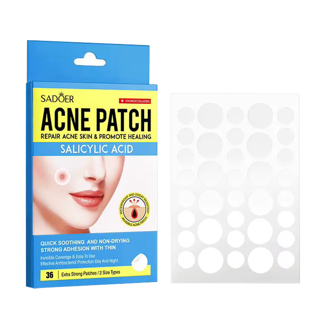 Точкові патчі для обличчя SADOER Acne Patch проти запалень і акне 36 шт., фото 1