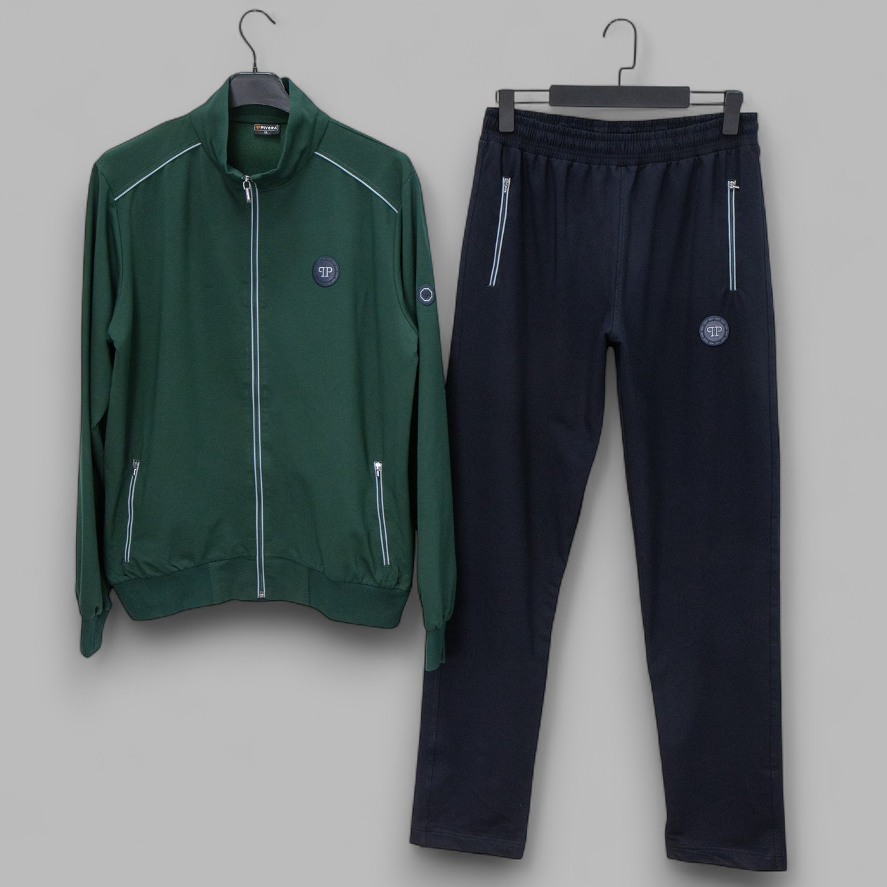 Спортивний костюм Piyera 7810 ЗЕЛЕНИЙ-Т.СИНІЙ 74% бавовна 18% поліестер 8% еластан 3XL (Р), фото 1