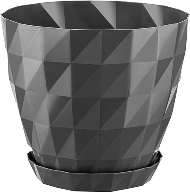 Вазон CRYSTAL з підставкою 0,6л (20-KRT101102-200100), антрацит, Serinova, Арт.66205