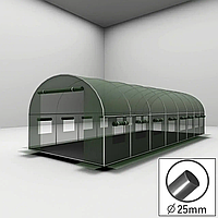 Теплица GARDEN25, 24 м², профиль 25 мм, пленка 140 г/м², 16 окон. Размер: 800x300x200 см