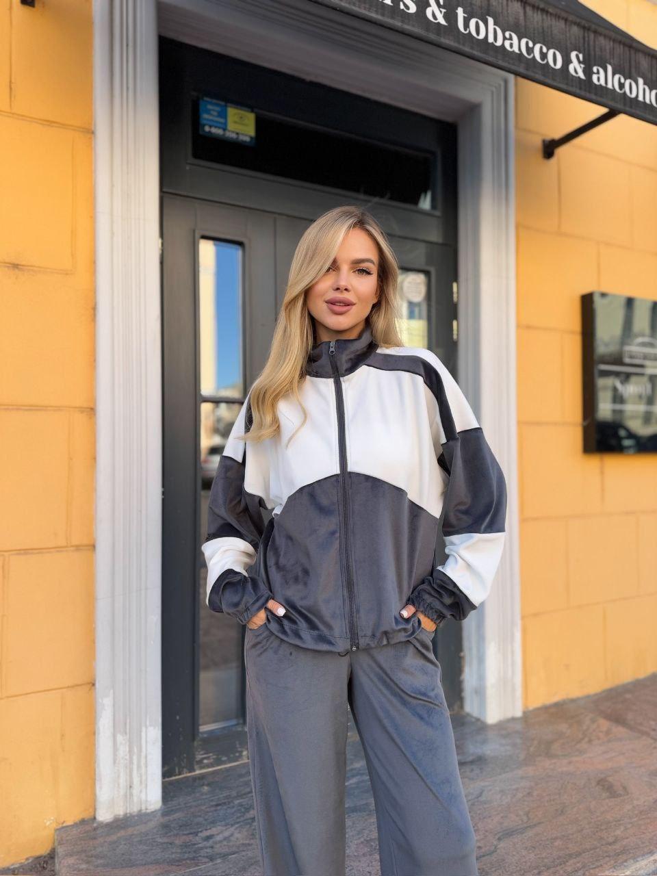 Жіночий спортивний костюм ; Квітка: графіт, чорний, рожевий, моко; Розміри: 42-44, 46-48;, фото 1