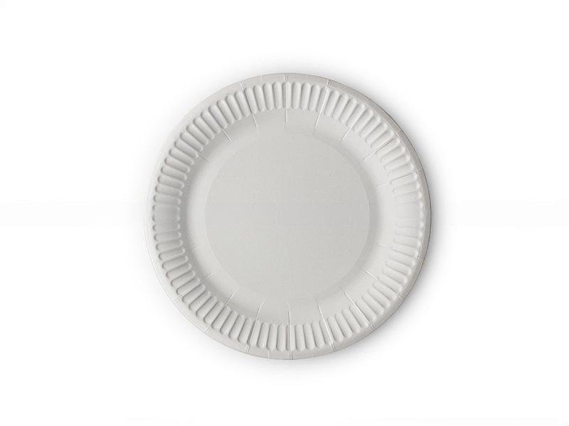 Тарілка паперова кругла 18см біла ламінована