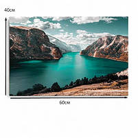 Картина красивий скандинавський краєвид Гірське озеро Декор в сучасний інтер'єр Друк на полотні 60х40см, фото 4