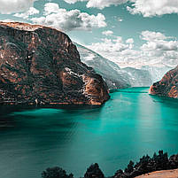 Картина красивий скандинавський краєвид Гірське озеро Декор в сучасний інтер'єр Друк на полотні 60х40см, фото 3