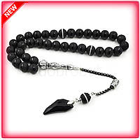 DD Rest Агатові чотки з металевим китицем 33 намистини 10 мм для медитації і молитви талісман Dobro-A