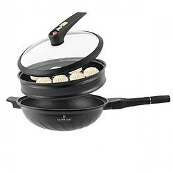 Сковорода 3 в 1 Edenberg EB-12112 32 см вок, сотейник, пароварка, індукційне дно, мармурове покриття