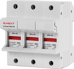 Утримувач запобіжника на Дін-рейку e.fuse.1451.h2, під запобіжник 14х51, 2р, 63А