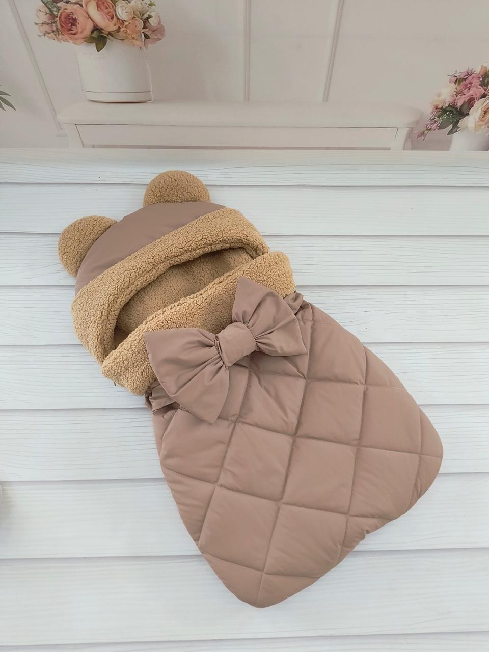 Зимовий зимовий конверт на виписку 2в1 чохол в коляску дитячий спальник Конверт-мішок на виписку