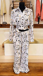 Жіночий шовковий костюм Poliit з завязками на талії 38 розмір