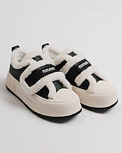 Зимові черевики на платформі Melanda 581107 чорно-білі шкіра хутро, фото 2