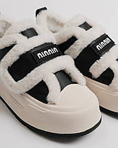 Зимові черевики на платформі Melanda 581107 чорно-білі шкіра хутро, фото 3