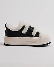 Зимові черевики на платформі Melanda 581107 чорно-білі шкіра хутро, фото 4