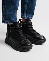 Черевики на високій платформі Lola Andy 52060 чорні нубук шкіра вовна, фото 2