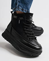 Черевики на високій платформі Lola Andy 52060 чорні нубук шкіра вовна, фото 3