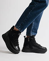 Черевики на високій платформі Lola Andy 52060 чорні нубук шкіра вовна, фото 5