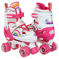 Роликові ковзани розсувні ролики квади Banwei Sports 176-38 White-Pink