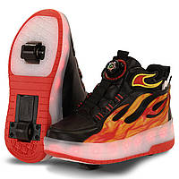 Роликові кросівки з підсвіткою для хлопчиків на двох колесах SP-Sport 4687 розмір 37 Black-Red