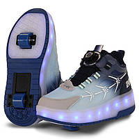 Роликові кросівки з підсвіткою для хлопчиків на двох колесах SP-Sport 4650 розмір 38 Light Blue-Deep Blue