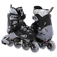 Роликові ковзани розсувні ролики зі світними колесами SP-Sport 155K розмір 31-34 Black-Grey