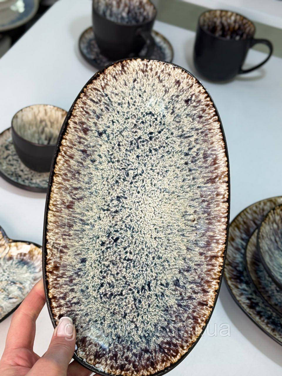 Тарілка-блюдо керамічна овальна Паноптікон 29.5 см арт. 101-0477