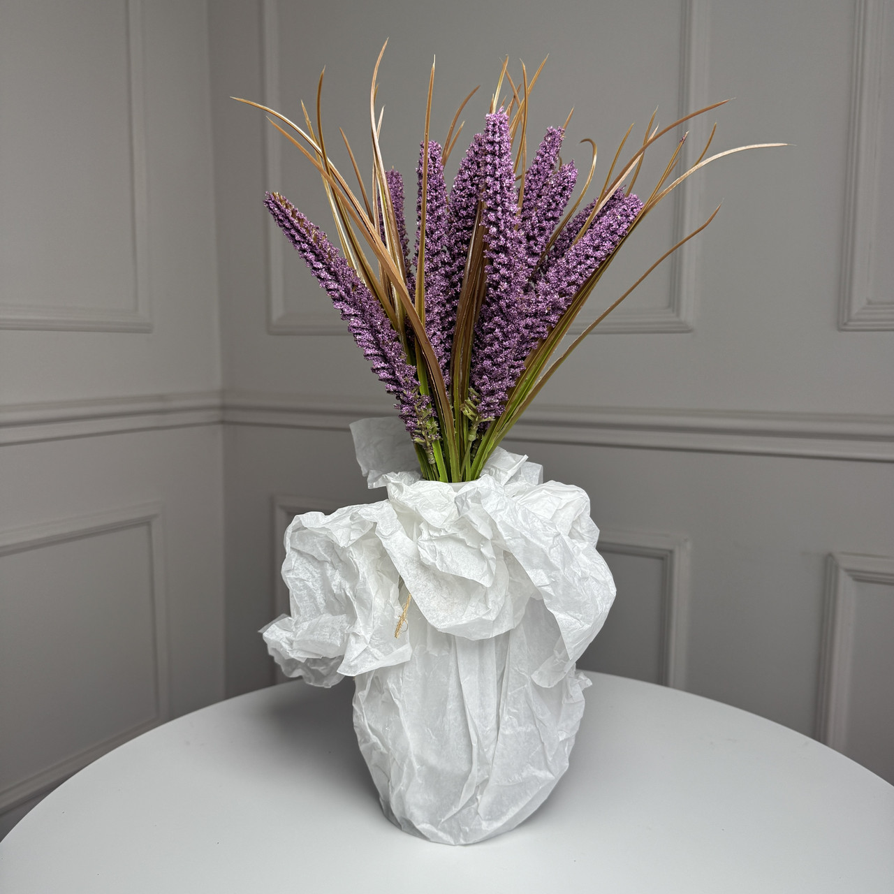 Добавка декоративний колос темно-бузковий, 35 см, 5 гілок, 10 шт./уп, фото 1