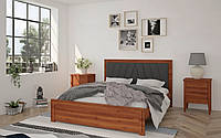 Кровать с мягким изголовьем из Сосны + ортопедический вклад Торонто Т2 140x200 см Mebigrand Орех Лесной