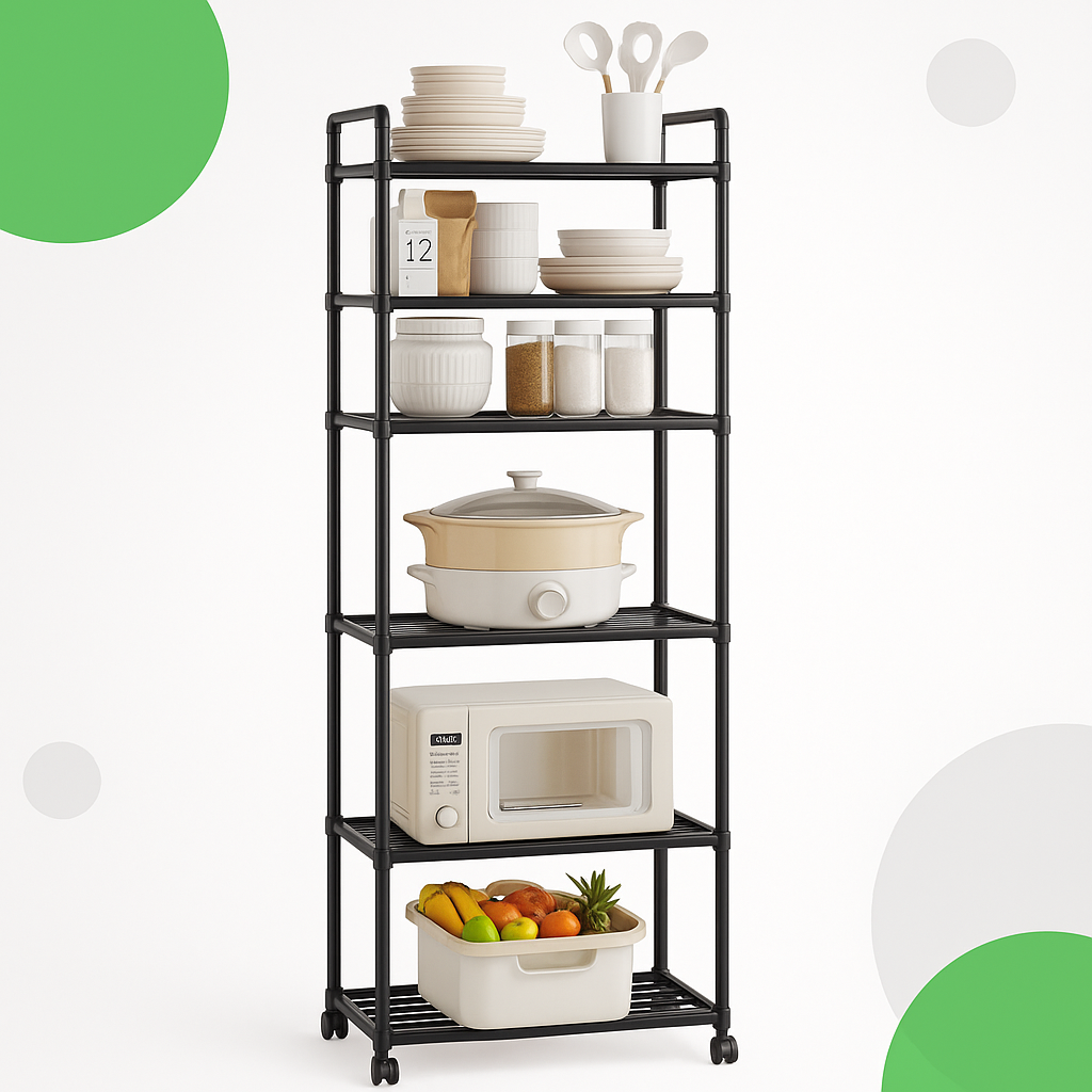 Етажерка органайзер на колесах 6 полиць підлогова металева AND XL-1331, фото 1