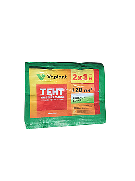 Тент двошаровий 120 г/м² зелено-білий тарпаулін, 2х3 м