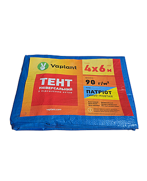 Тент тарпаулін 90 г/м² з посиленим кутом патріот (синьо-жовтий) 4х6
