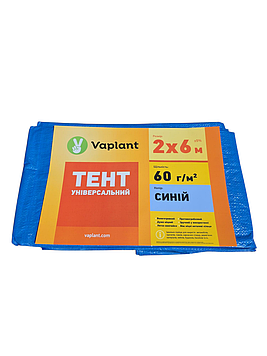 Тент універсальний тарпаулін 60 г/м², синій 2х6 м