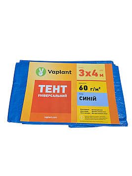 Тент універсальний тарпаулін 60 г/м², синій 3х4 м