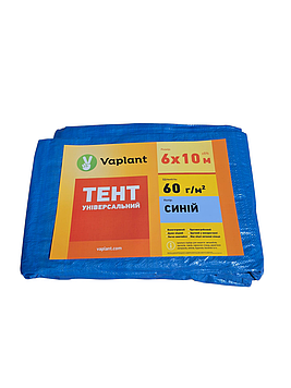 Тент універсальний тарпаулін 60 г/м², синій 6х10 м