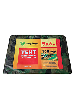 Тент тарпаулін із посиленим кутом 100 г/м², хакі 5х6 м
