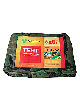 Тент тарпаулін із посиленим кутом 100 г/м², хакі 6х8 м