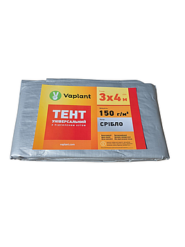 Тент тарпаулін 150 г/м² із посиленим кутом сірий 3х4 м